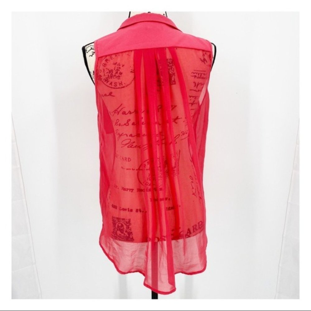 Lulumari Surplice Wrap Sleeveless Sheer Blouse S - Picture 3 of 6